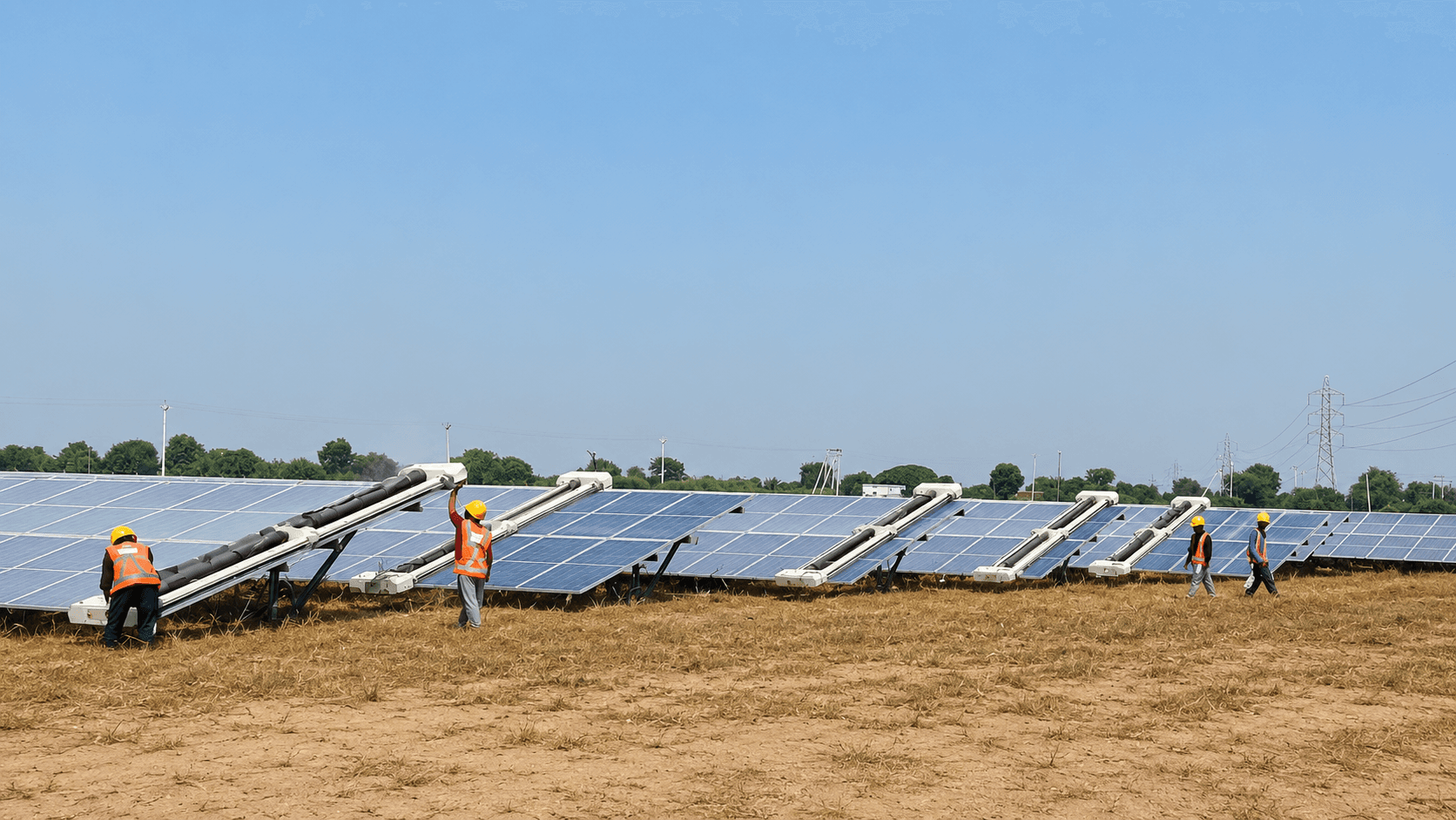 खानक सोलर प्लांट – 50 MW वाटरलेस रोबोटिक क्लीनिंग केस स्टडी, सोलर पैनल क्लीनिंग रोबोट प्रोजेक्ट, 50 MW · ग्राउंड माउंट · 0 ऑटो रोबोट्स · 10 सेमी-ऑटो रोबोट्स