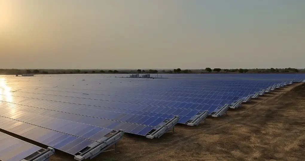Autonomous solar panel cleaning robot operating on a utility-scale solar farm in India