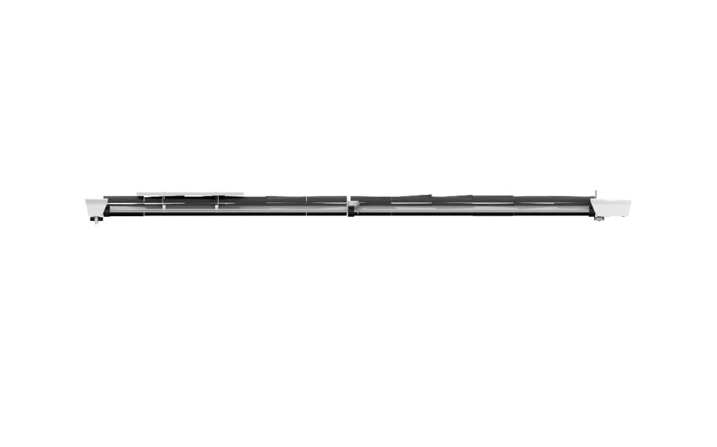 Taypro GLYDE side profile showing module-frame rails, travel mechanism, and end housings