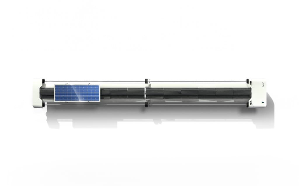 Taypro GLYDE automatic cleaning robot, top-down view showing integrated solar panel and dual-pass cleaning frame
