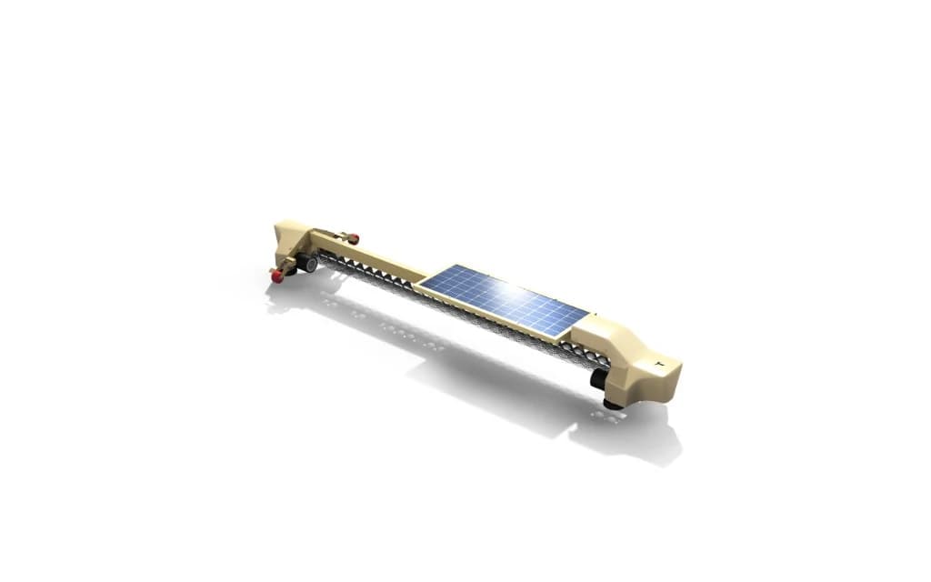 Taypro Single-Axis Tracker Solar Panel Cleaning Robot NYUMA-X - Autonomous robotic cleaning system for tracking solar panel installations