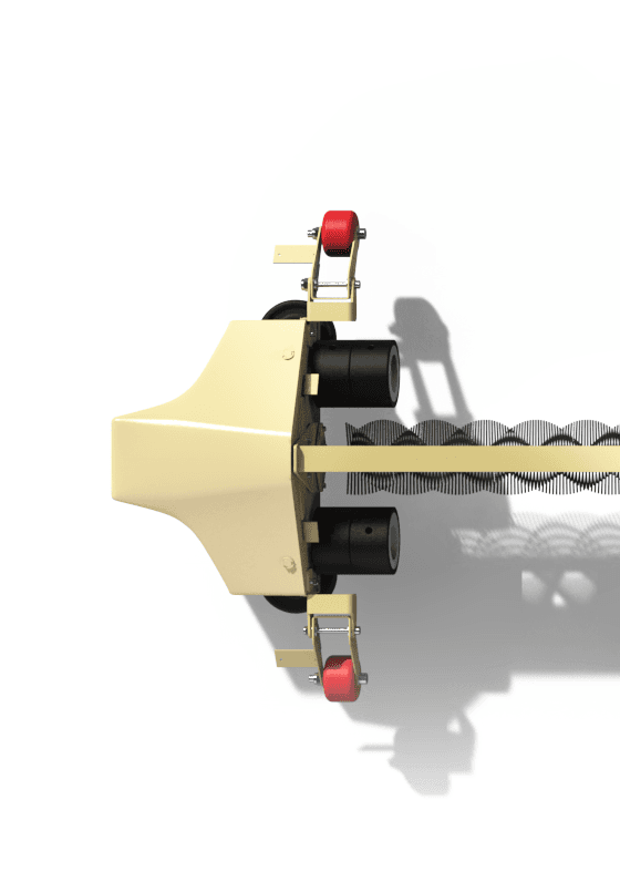 Close-up of Taypro NYUMA-X tracker bridge mechanism and PBT brush assembly
