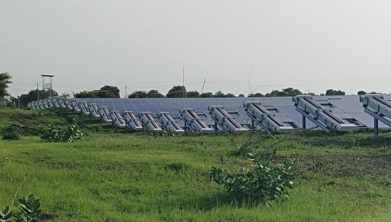 Automatic Solar Panel Cleaning Robot Model-A by Taypro Taypro Automatic Solar Panel Cleaning Robot Model-A cleaning solar panels at utility-scale solar farm