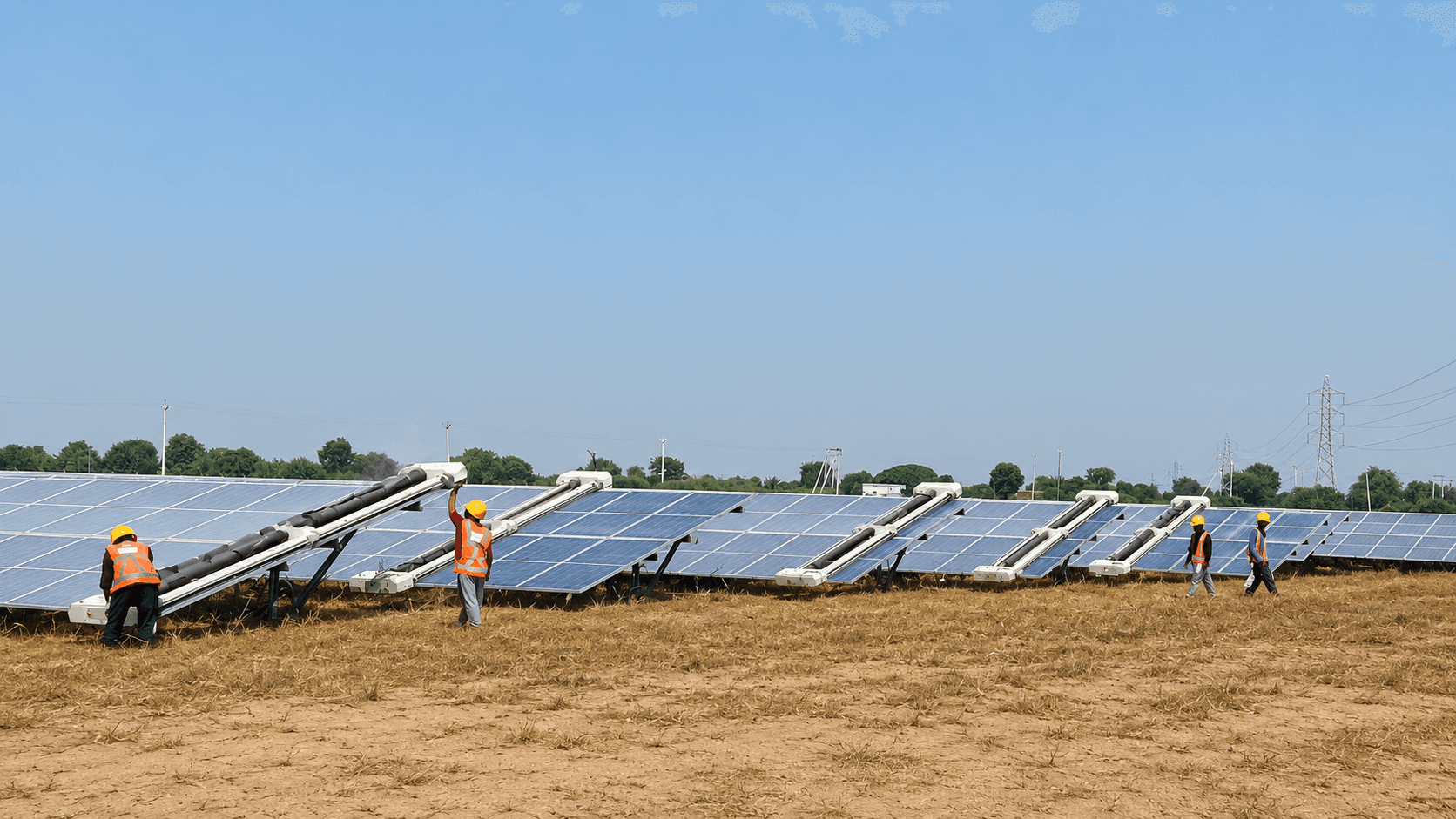カナック太陽光発電所:50 MW乾式ロボット洗浄事例研究 カナック太陽光発電所:50 MW乾式ロボット洗浄事例研究、太陽光パネル洗浄ロボットプロジェクト、50 MW、地上設置型、半自動ロボット10台稼働