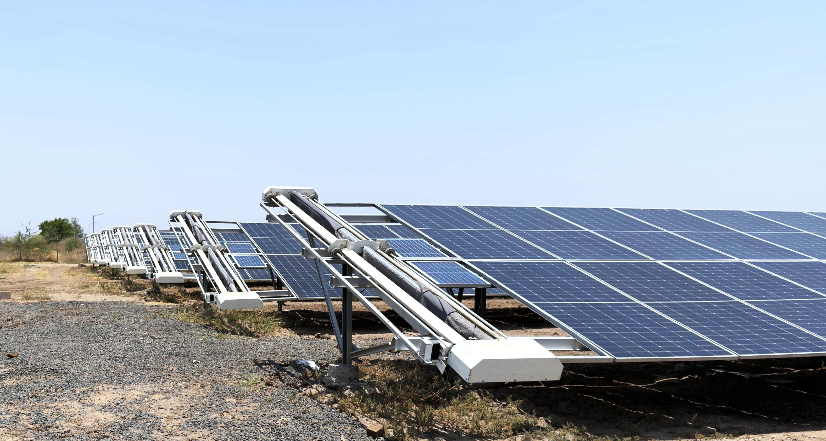 Panshina, Gujarat – 75 MW Utility Solar Panshina, Gujarat – 75 MW Utility Solar , solar panel cleaning robot project, 75 MW · Gujarat · Ground Mount · 91 auto robots · ...