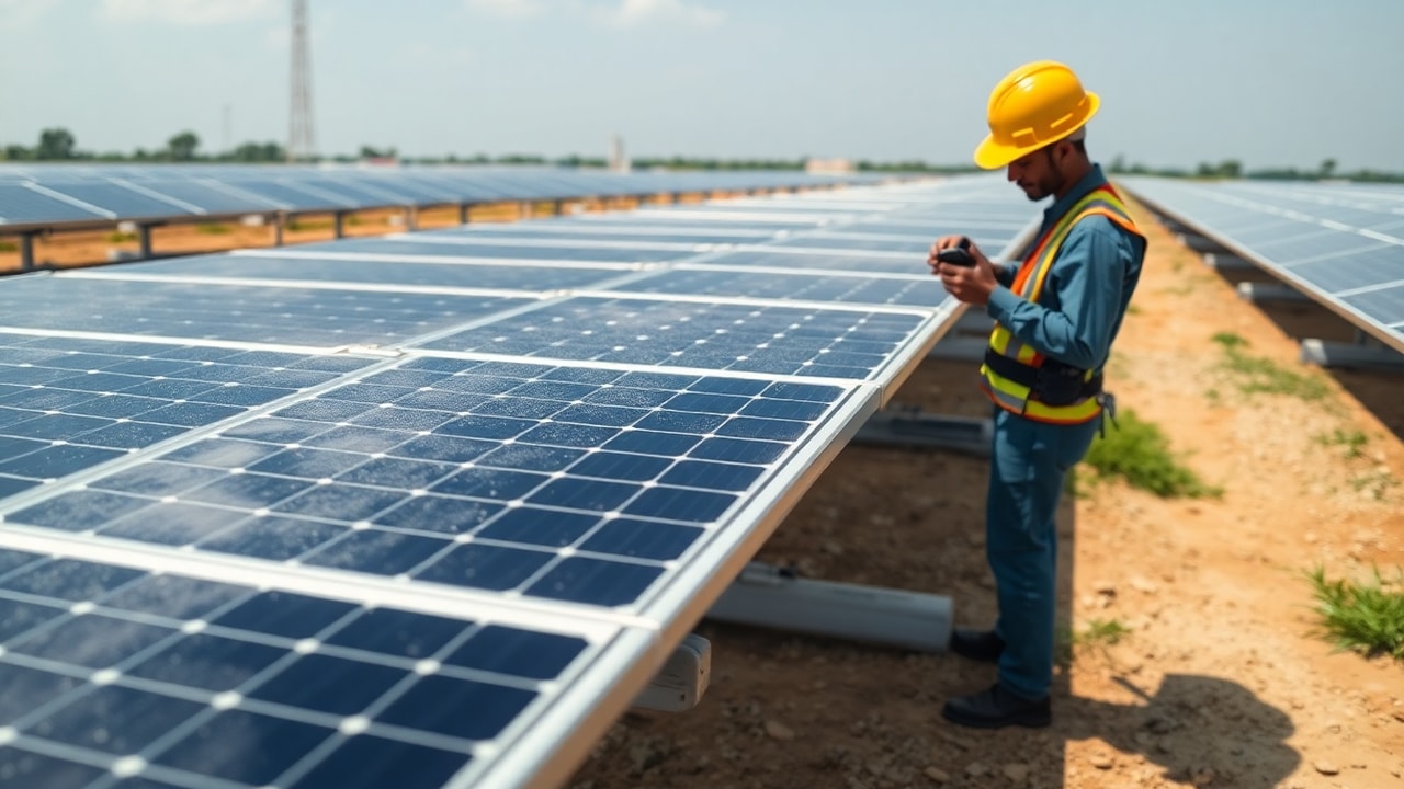 Sunlight Panels: O&M Strategies and Soiling Mitigation in India, inline view of utility-scale solar operations in India related to sunlight panels