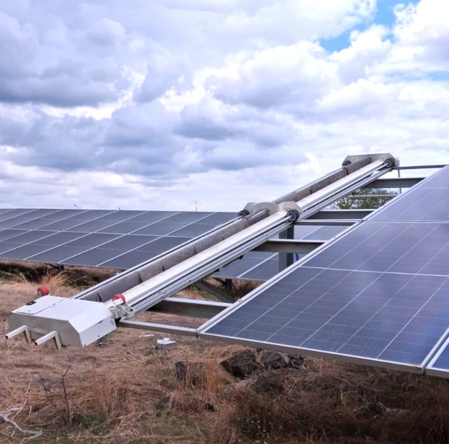 Ahmadnagar- Mandavgan 300 MW solar plant, Taypro robotic panel cleaning