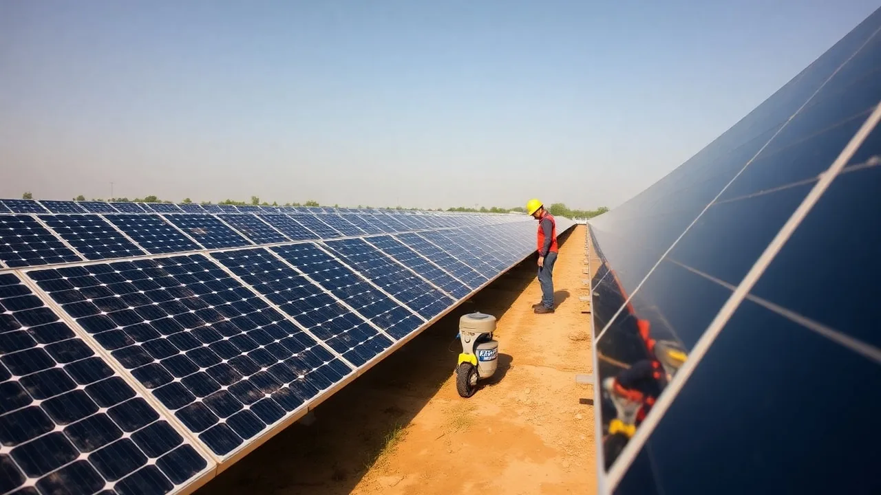 केस स्टडी: भारत में 100MW+ सोलर प्लांट क्लीनिंग ट्रांसफॉर्मेशन, भारत में यूटिलिटी-स्केल सोलर प्लांट जो 100MW प्लांट सफाई परिवर्तन को दर्शाता है