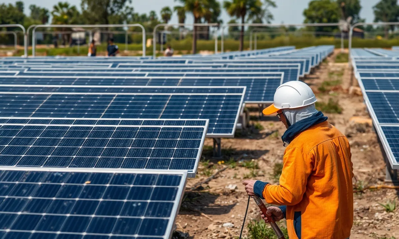 Bird Droppings and Organic Soiling: O&M Strategies for Indian PV, inline view of utility-scale solar operations in India related to bird droppings organic soiling cleaning challenges