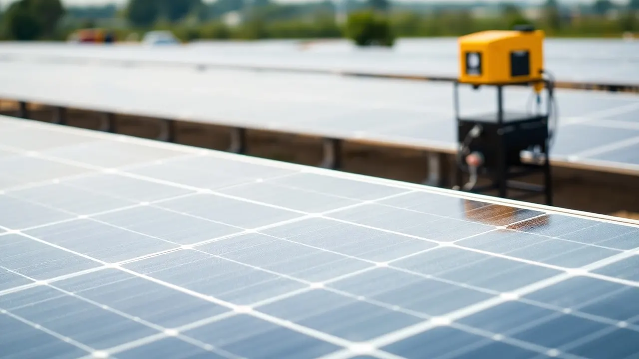 Case Study: 100MW+ Plant Cleaning Transformation in India, inline view of utility-scale solar operations in India related to case study 100mw plant cleaning transformation
