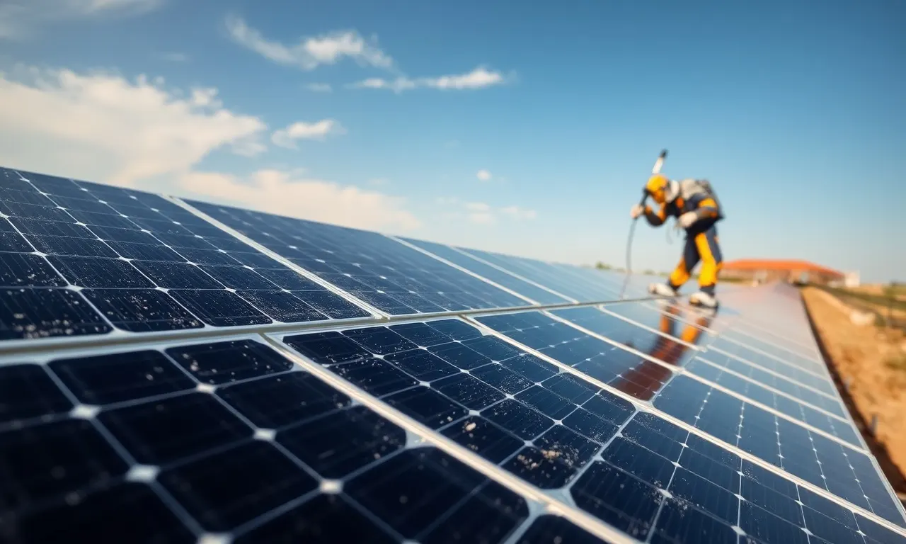 Cleaning Robots for Bifacial Modules on Utility-Scale Plants, inline view of utility-scale solar operations in India related to cleaning robots bifacial modules utility scale