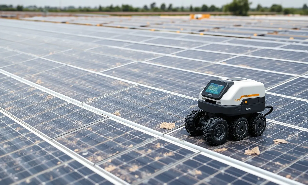 Odisha Solar O&M Landscape and Cleaning Automation, inline view of utility-scale solar operations in India related to odisha landscape cleaning automation